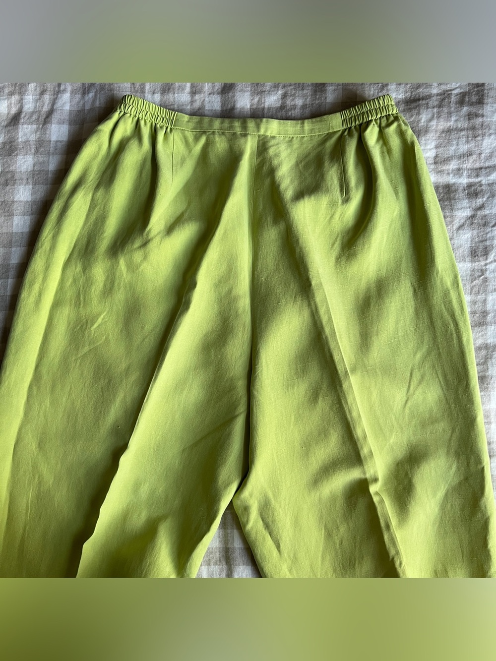 ๐ VINTAGE LAURA ASHLEY LIME GREEN SILK LINEN TROUSERS - Picture 6 of 7